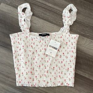 Forever 21 crop top with pink flowers